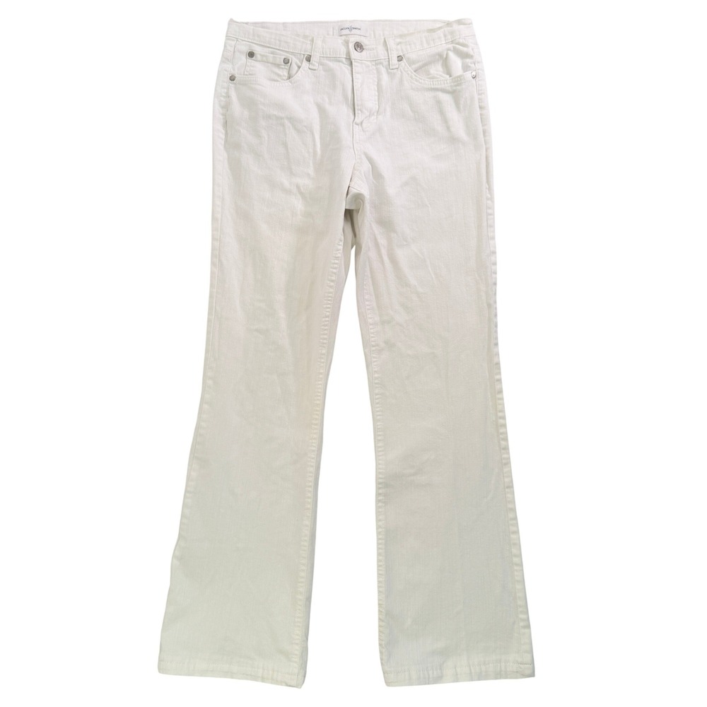 Jaclyn Smith Women White Stretch Denim Jeans Size 8 Bootcut Five Pocket Solid